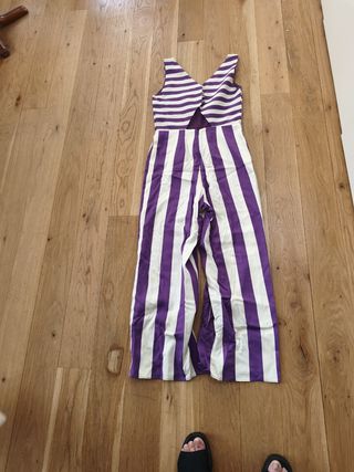 Mono pantalón rayas morado y blanco