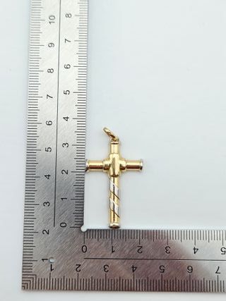 Colgante de Oro Combinado 18K, Cruz, 4gr, 4cm