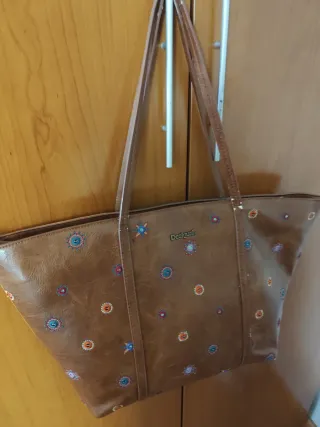 Bolso Desigual Piel Marrón Vintage Hombro