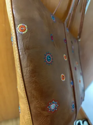 Bolso Desigual Piel Marrón Vintage Hombro