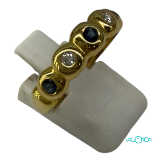 Anillo Oro 18k Zafiros y Diamantes