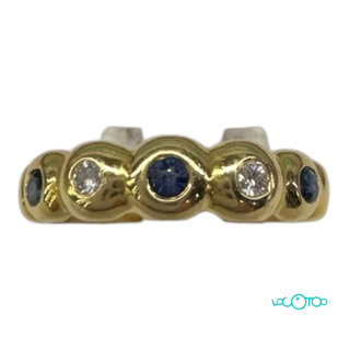 Anillo Oro 18k Zafiros y Diamantes