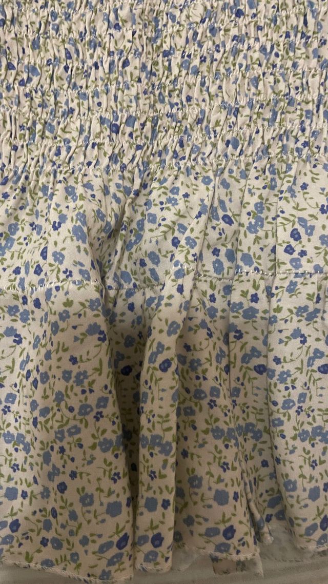 Falda Brownie floral azul y blanco