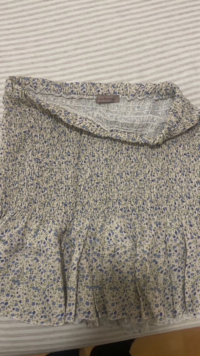 Falda Brownie floral azul y blanco