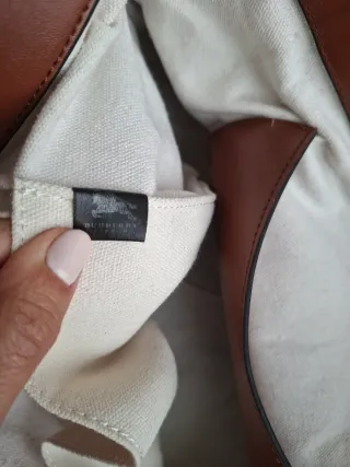 Bolso Burberry Society Blanco y Negro asas marrón