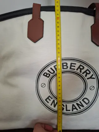 Bolso Burberry Society Blanco y Negro asas marrón