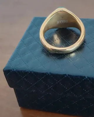 Anello Oro Placcato Giada Ovale