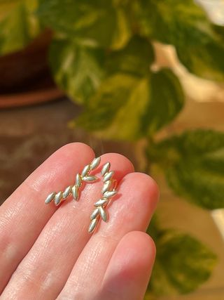 Pendientes plata bañado en oro hojas