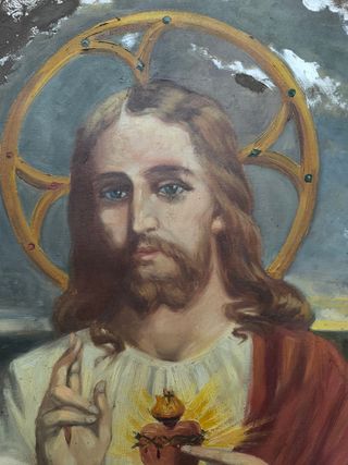 Cuadro religioso de Jesús. Óleo. Antiguo