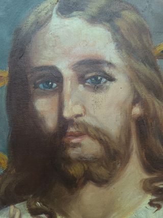 Cuadro religioso de Jesús. Óleo. Antiguo