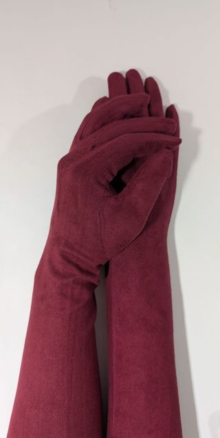 Guantes Antelina Largos Burdeos