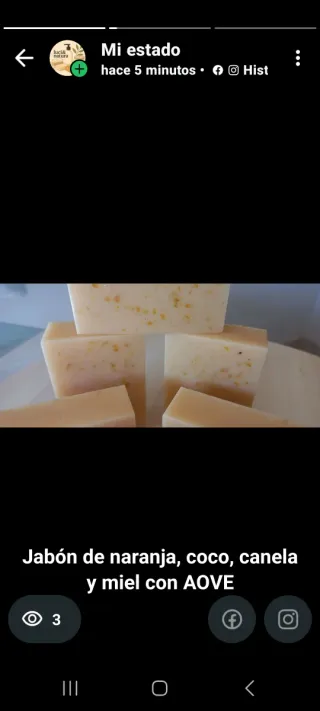 Jabón de naranja, coco,canela y miel