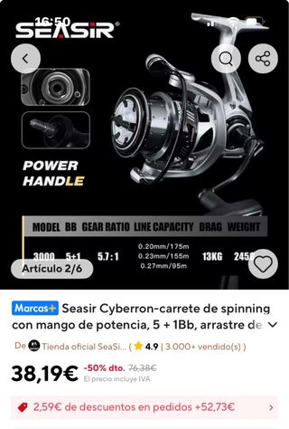 Equipo spinningDaiwa Exceler 2,44m 7-28g + Carrete