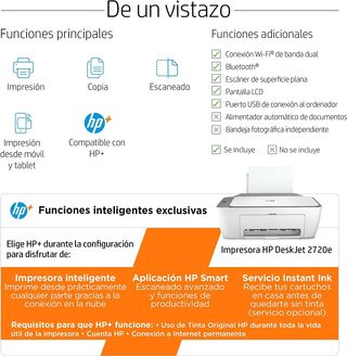 ✨ - HP DeskJet 2720e - Impresora Multifunción, 6 m