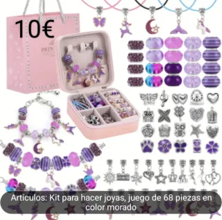 Kit Joyería Niñas, Pulseras y Collares 68  piezas