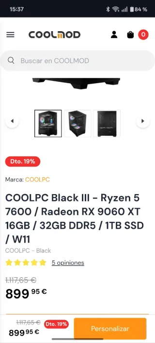 PC COOLPC ryzen 7600 Rx 9060 xt