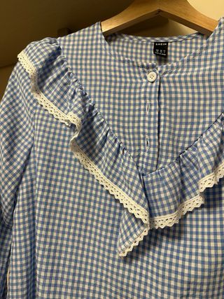 Camisa cuadros azul y blanco Shein