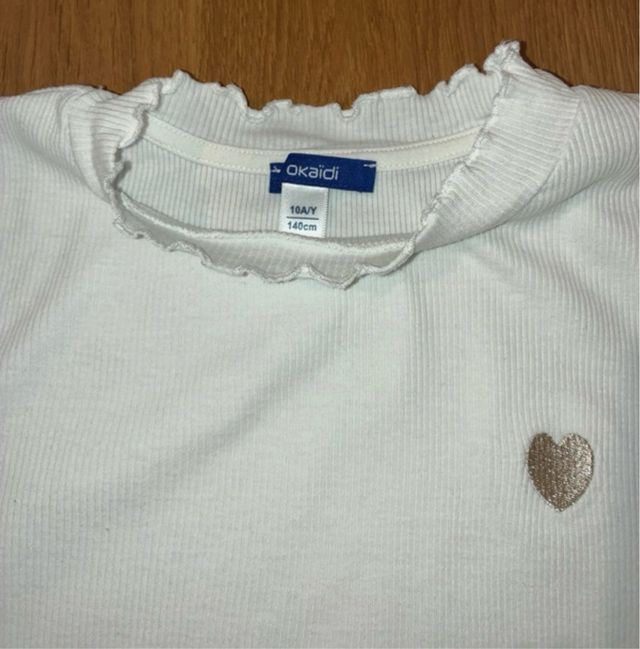 Maglia Okaidi bambina bianca cuore
