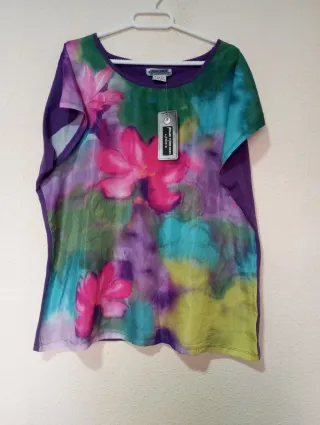 Camiseta mujer flores multicolor