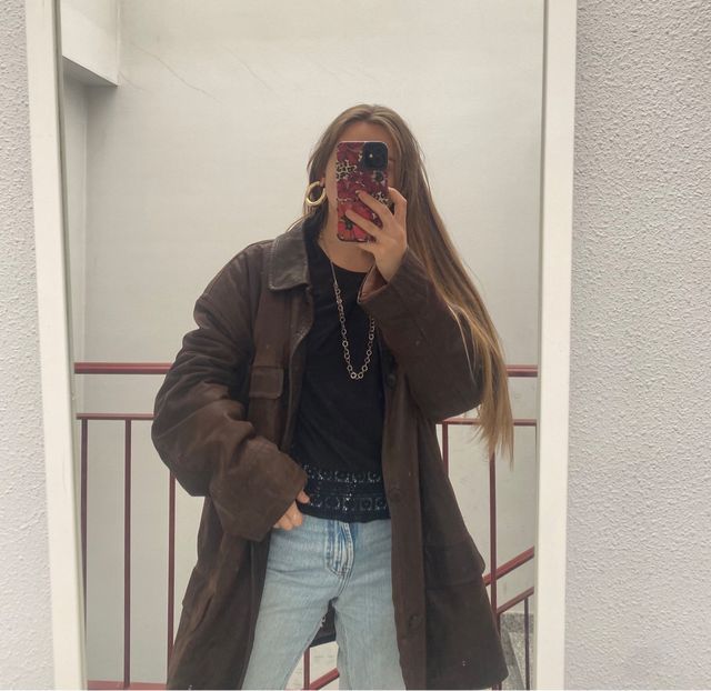 Abrigo Piel auténtica Vintage Oversize Unisex