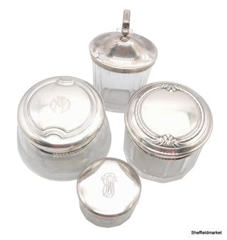 Set 4 barattoli argento e vetro