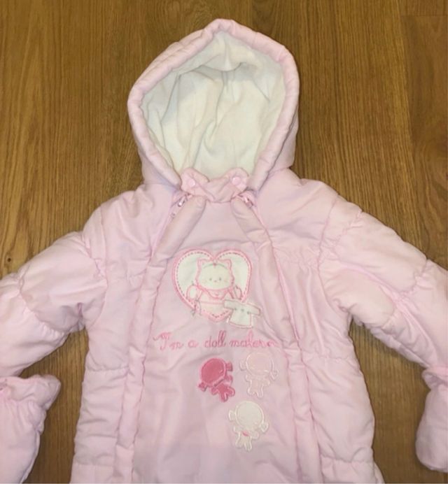 Cappottino neonata Idexe' rosa con guantini