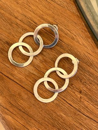 Pendientes largos plata 3 aros
