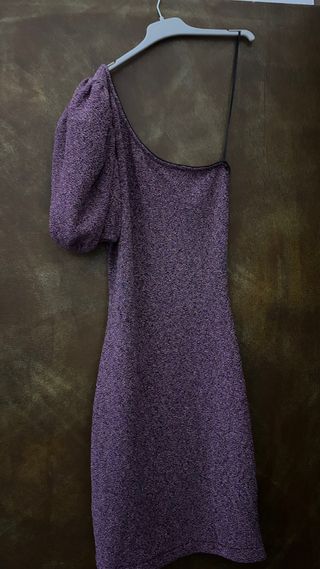 Vestido brillo manga abombada