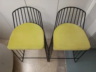 4 taburetes de forja con asiento tapizado