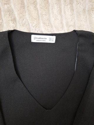 Stradivarius Top Negro Manga Larga Talla S