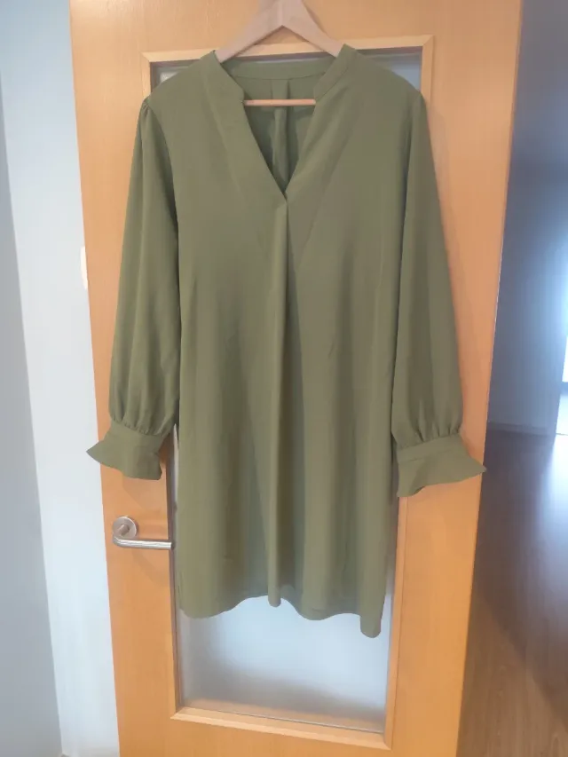 Vestido verde manga larga talla única