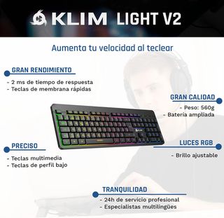 ✨ - KLIM Light V2 Teclado Inalámbrico Gaming + Nue