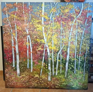 Pintura Original 100x100 cm Acrílico Bosque Otoño