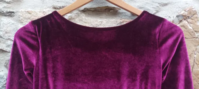 Vestido mujer vintage midi de terciopelo morado