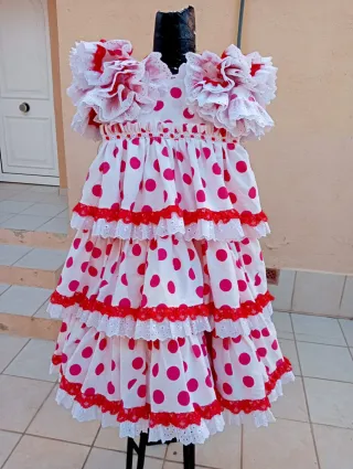 Vestido Flamenca Lunares Rojo y Blanco