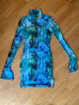 Vestito trasparente verde azzurro attillato