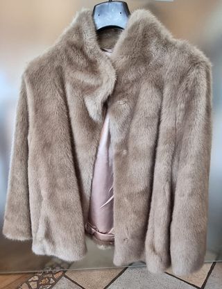 Pelliccia ecologica beige taglia S