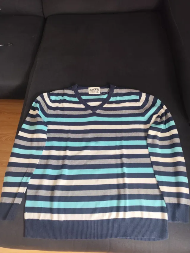 Jersey Green coast cuello pico rayas L