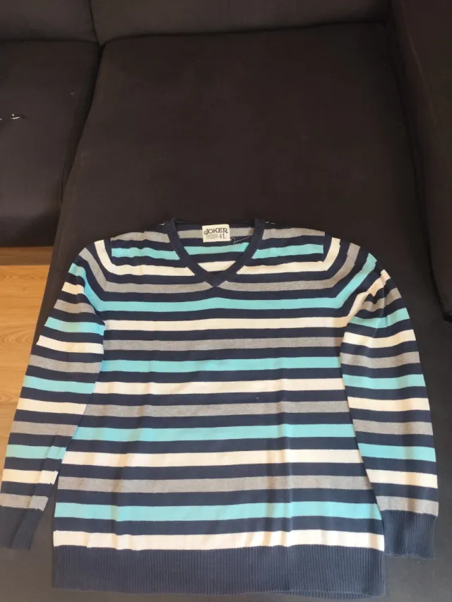 Jersey Green coast cuello pico rayas L