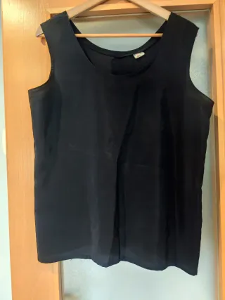 Blusa de tirantes con efecto brillo azul marino 