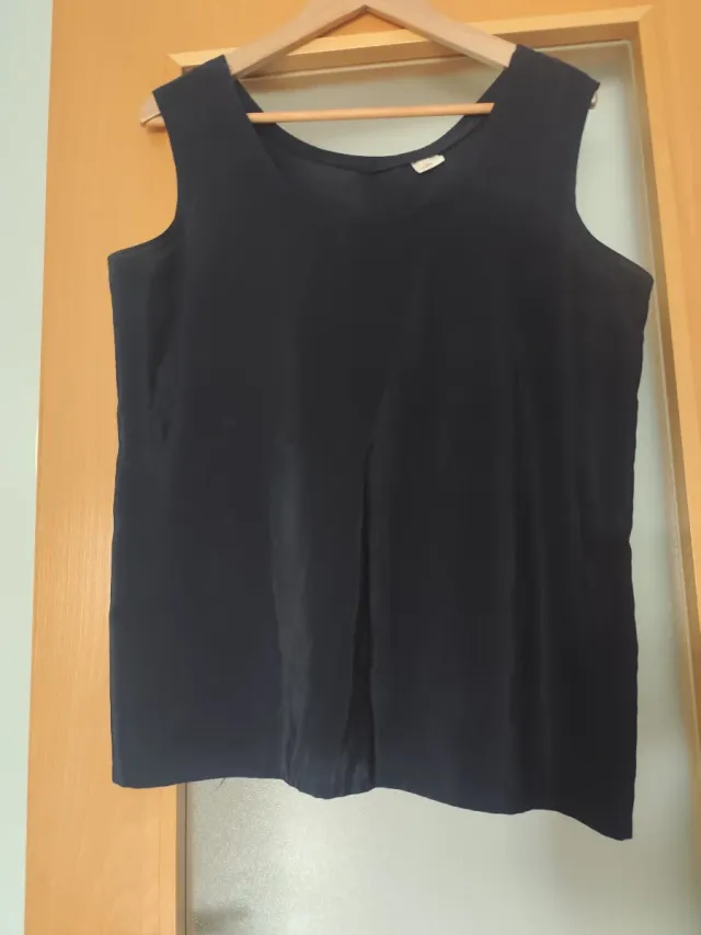 Blusa de tirantes con efecto brillo azul marino 