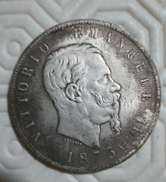 Moneta 5 Lire 1873 Vittorio Emanuele II Copia