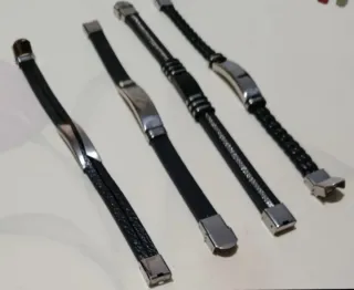Lote 4 Pulseras Hombre Acero y Cuero