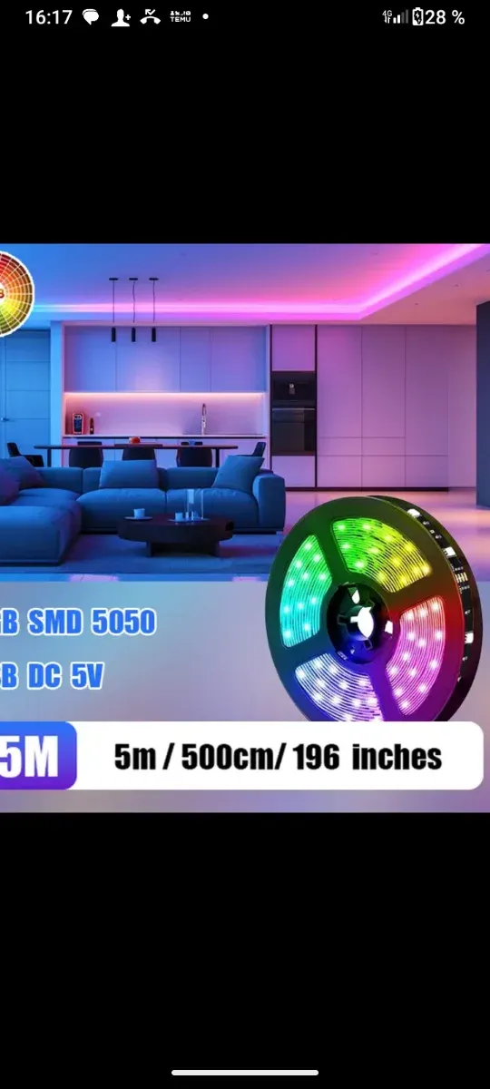 Tira LED SMD 5050 DC 5V 5m