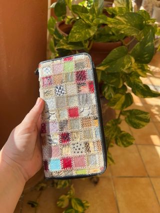 Cartera de cuero mujer cuadros patchwork