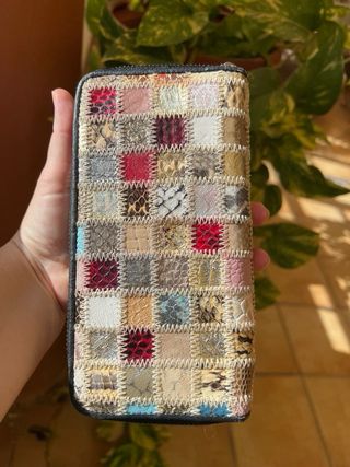 Cartera de cuero mujer cuadros patchwork