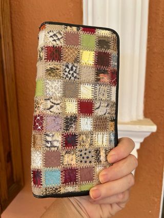 Cartera de cuero mujer cuadros patchwork