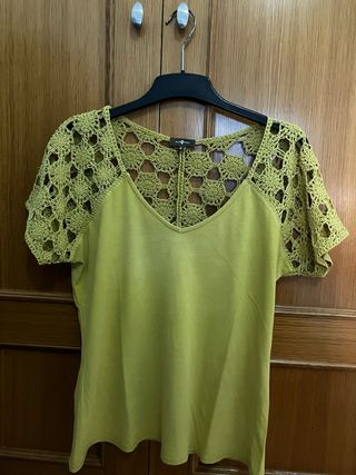 Camiseta manga corta crochet 