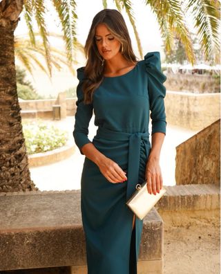 Vestido fiesta verde talla XL