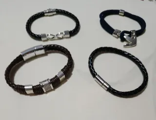 Lote 4 Pulseras Hombre Cuero